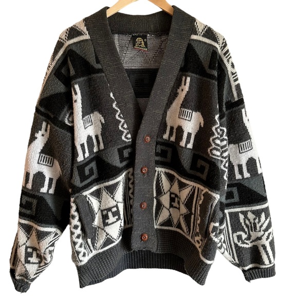 Tejidos Ruminahui Other - Tejidos Ruminahui Men's Aztec Alpaca Wool Button Down Cardigan